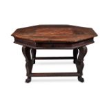 A SPANISH WALNUT AND INLAID CENTRE TABLE, 19TH CENTURY