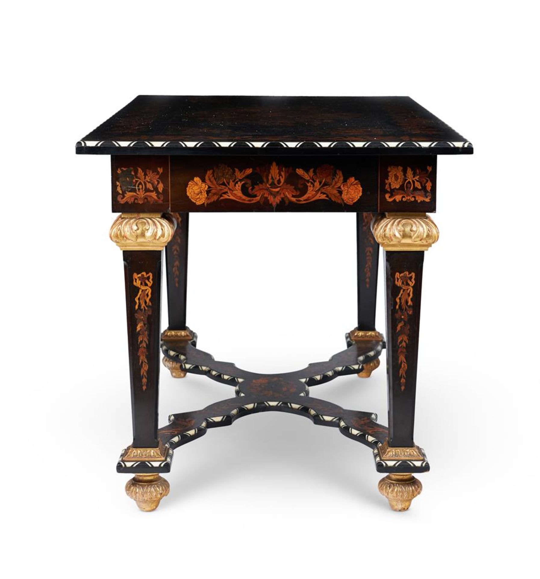 A DUTCH EBONISED, MARQUETRY AND BONE INLAID CENTRE TABLE, FIRST HALF 19TH CENTURY - Image 4 of 8