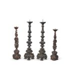 A PAIR OF NORTH ITALIAN PRICKET CANDLESTICKS