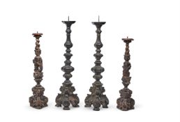 A PAIR OF NORTH ITALIAN PRICKET CANDLESTICKS
