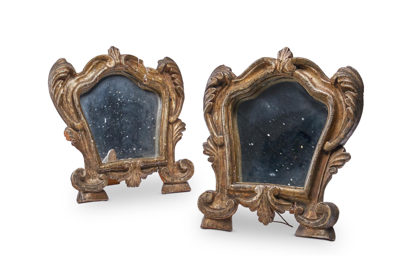 A PAIR OF ITALIAN GILTWOOD MIRRORS, EARLY 19TH CENTURY AND LATER