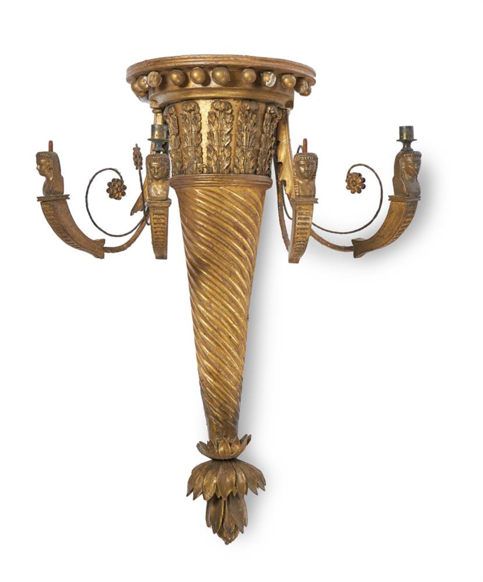 A GILTWOOD GIRANDOLE IN EGYPTIAN REVIVAL TASTE, 19TH CENTURY