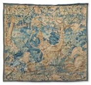A FLEMISH TAPESTRY FRAGMENT WOVEN WITH A UNICORN MID/LATE 17TH CENTURY With central depiction of l