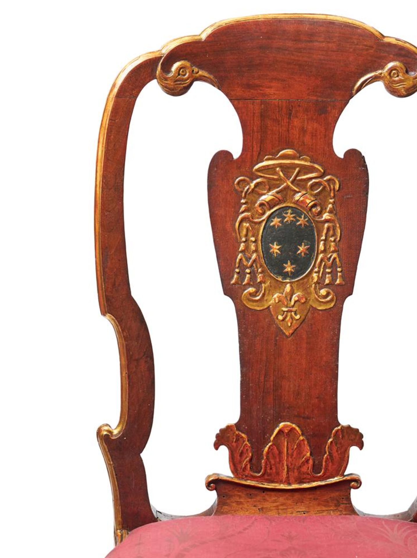 A SET OF EIGHT GEORGE II WALNUT AND PARCEL GILT DINING CHAIRSCIRCA 1730With repeating eagle motifs - Image 6 of 7