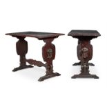 A PAIR OF WALNUT OAK AND ELM SIDE TABLES, PROBABLY ITALIAN, CIRCA 1700 AND LATER