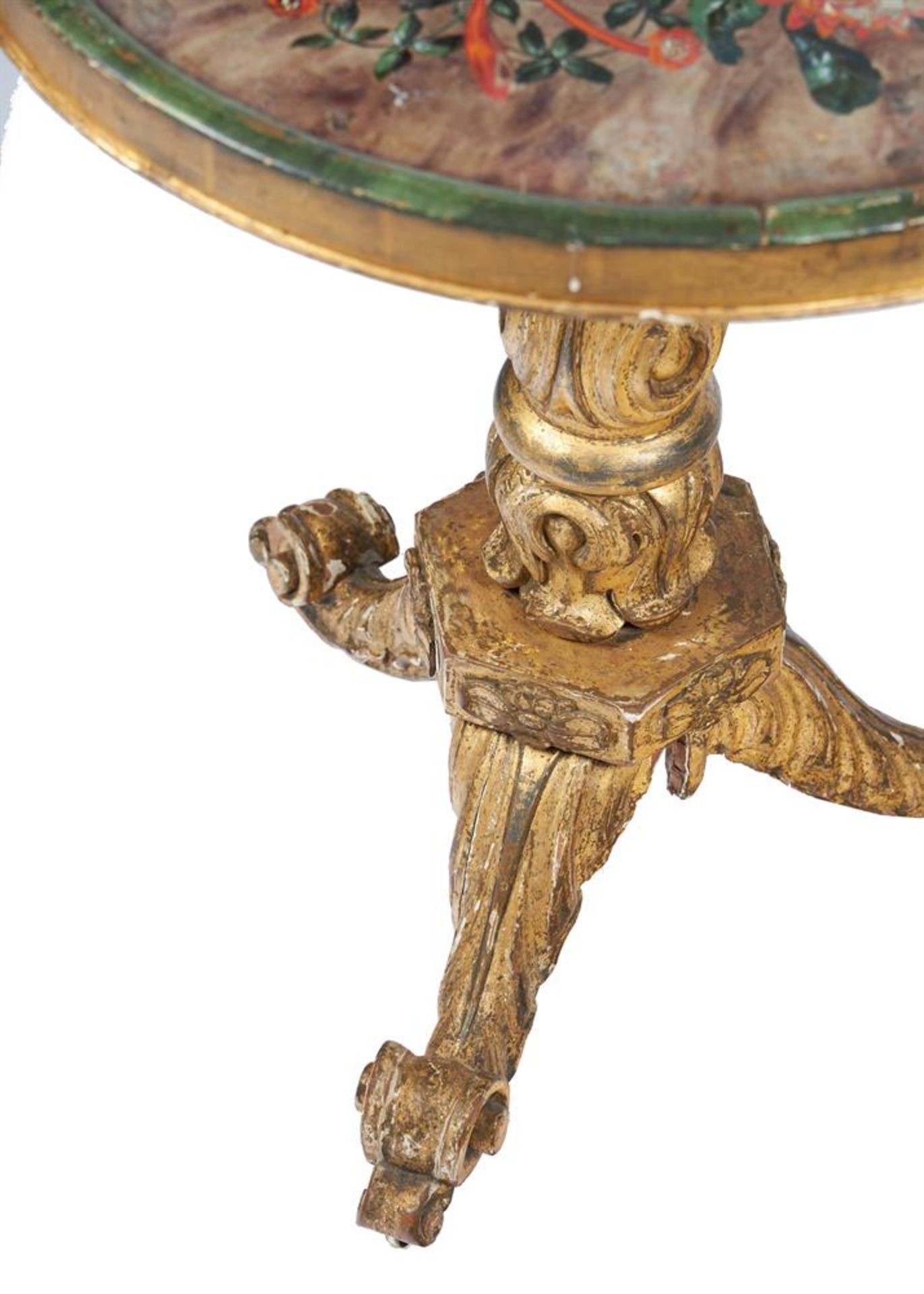 A WILLIAM IV VERRE EGLOMISE AND GILTWOOD TILT TOP OCCASIONAL TABLE - Image 2 of 3