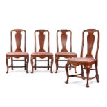 A SET OF FOUR GEORGE II WALNUT DINING CHAIRS, CIRCA 1730