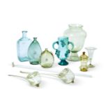 A SELECTION OF CONTINENTAL PALE GREEN AND YELLOW GLASS, VARIOUS DATES
