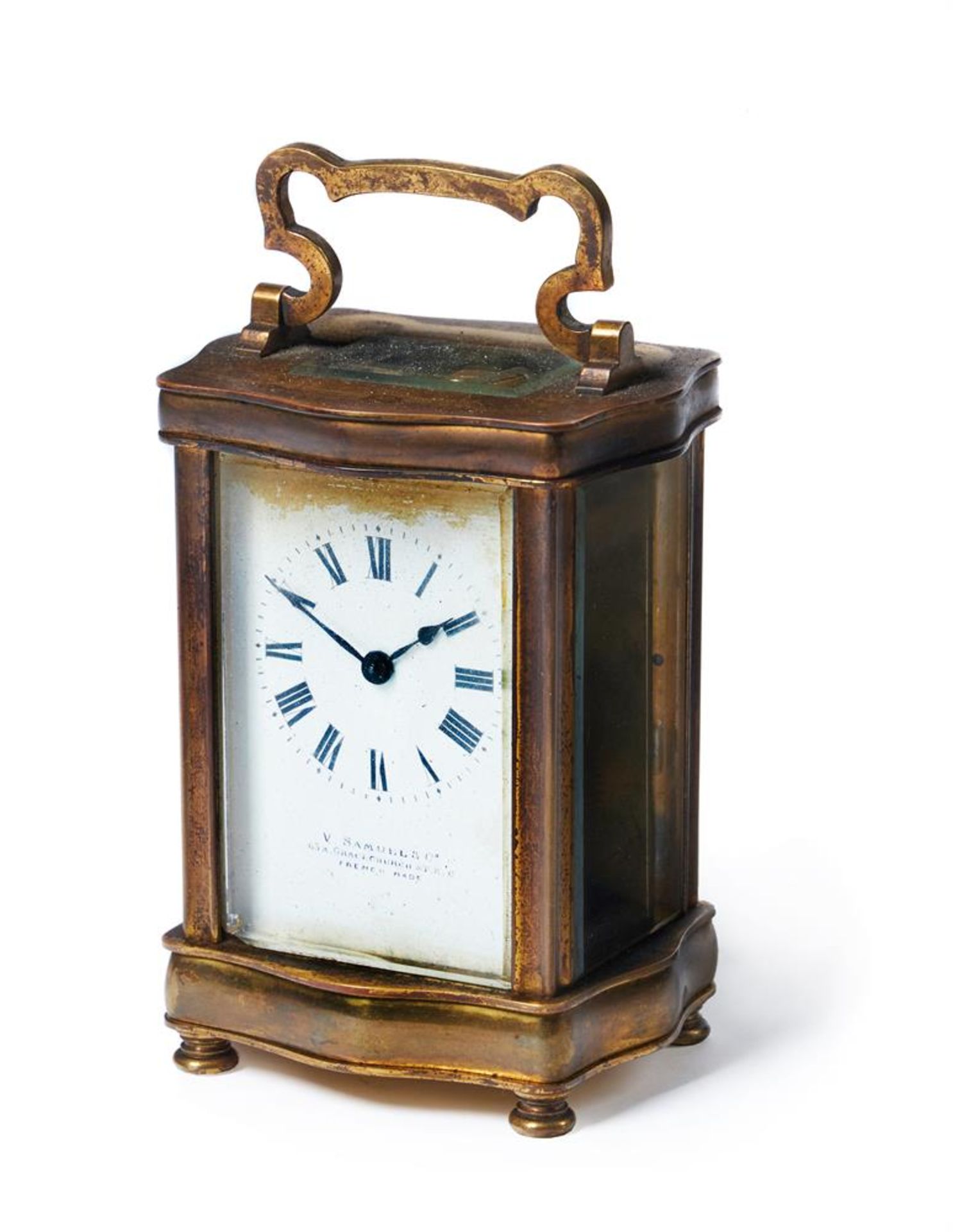 A GILT BRASS CARRIAGE TIMEPIECE, EARLY 20TH CENTURY