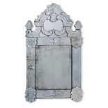 A VENETIAN ETCHED GLASS WALL MIRROR, 20TH CENTURY