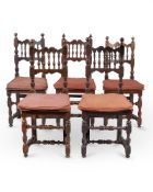 A SET OF FOUR WALNUT SIDE CHAIRS, LATE 17TH/ EARLY 18TH CENTURY AND LATER