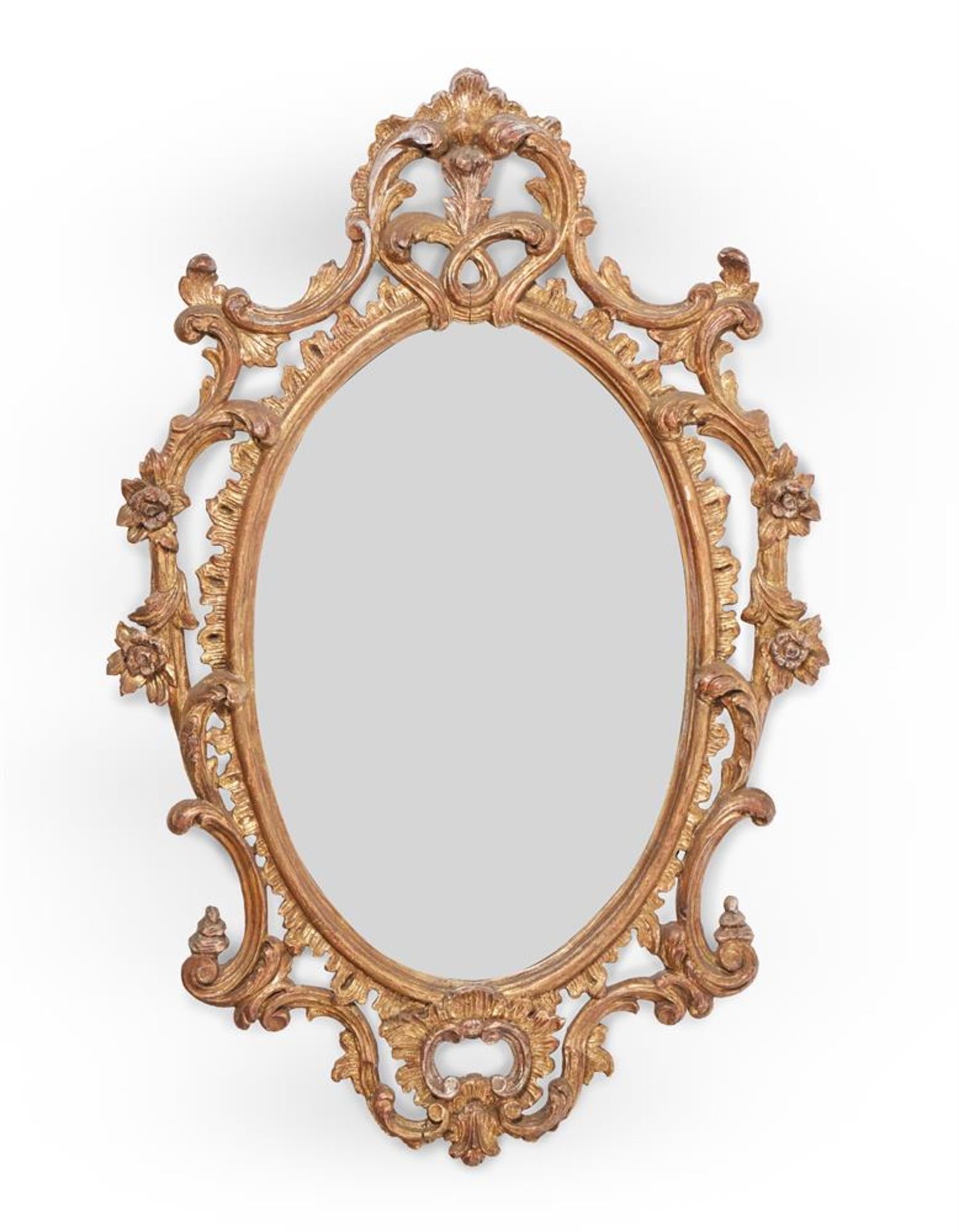 A PAIR OF CARVED GILTWOOD MIRRORS IN GEORGE III STYLE, 19TH CENTURY