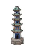 A CHINESE SHIWAN TYPE POTTERY PAGODA, LATE QING DYNASTY