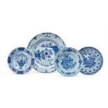 A SELECTION OF DUTCH DELFT BLUE AND WHITE PLATES, VARIOUS DATES 18TH CENTURY