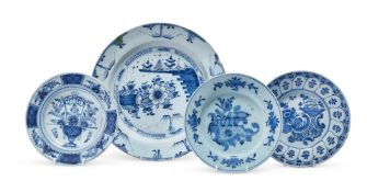 A SELECTION OF DUTCH DELFT BLUE AND WHITE PLATES, VARIOUS DATES 18TH CENTURY