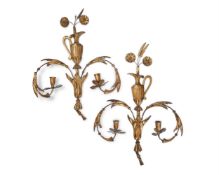 A PAIR OF ITALIAN GILTWOOD WALL APPLIQUES, 20TH CENTURY