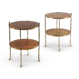 A PAIR OF GILT METAL CIRCULAR SIDE TABLES, LATE 19TH/EARLY 20TH CENTURY