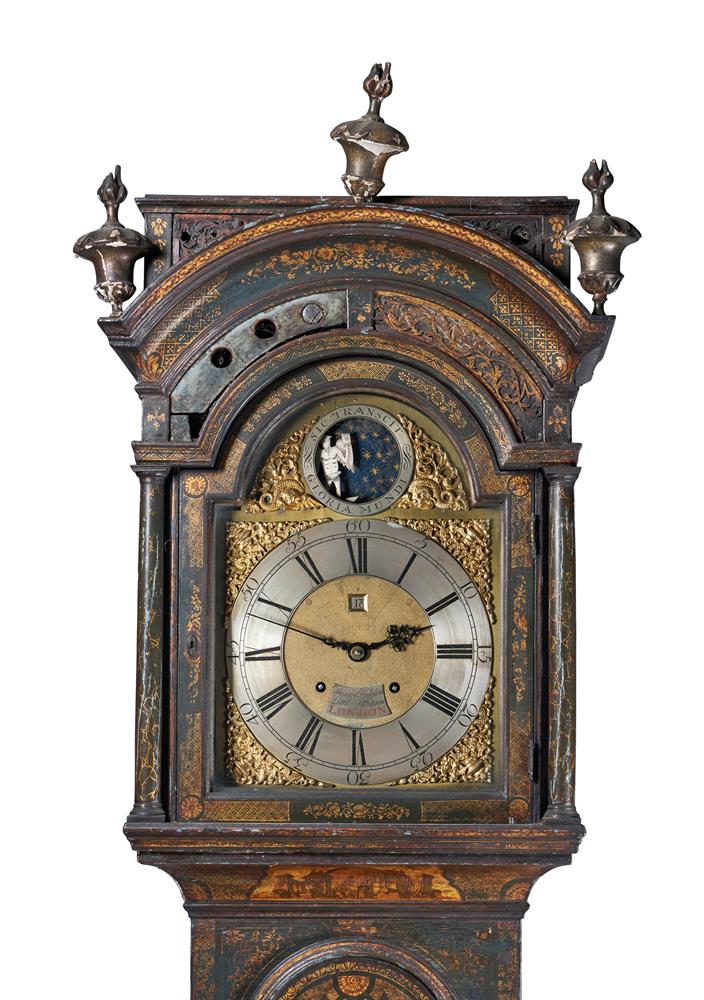 A BLACK AND GILT LACQUERED LONGCASE CLOCK - Image 4 of 5