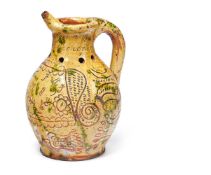 A COMMEMORATIVE AND DATED DONYATT (SOMERSET) POTTERY PUZZLE JUG, DATED 1789