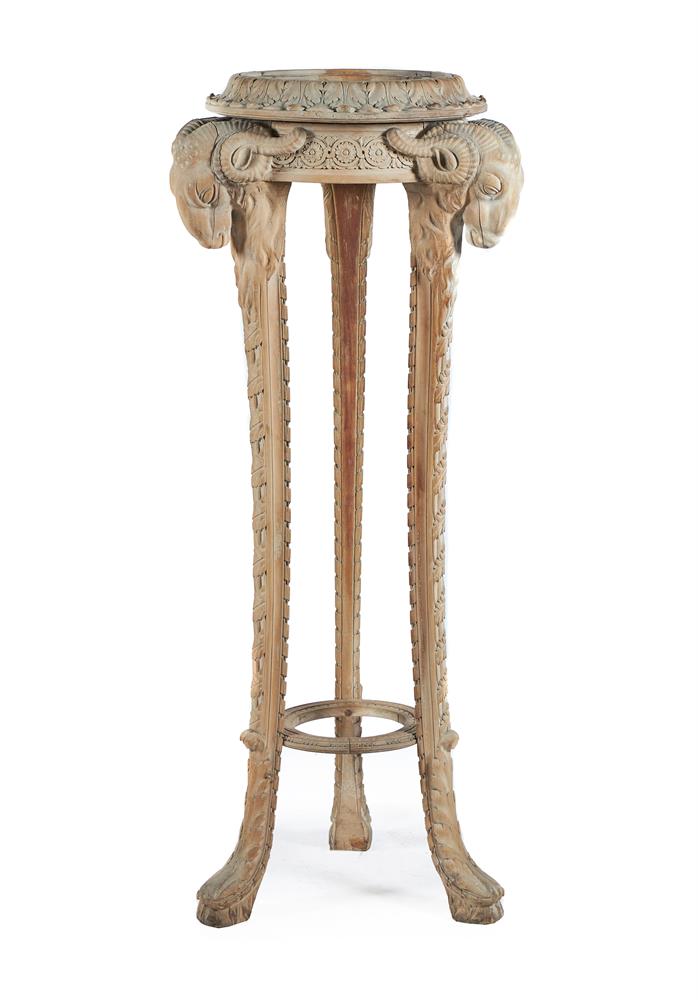 A LIMED BEECH TORCHERE IN GEORGE III STYLE, LATE 19TH CENTURY