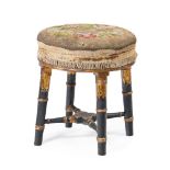 A REGENCY EBONISED AND PARCEL GILT STOOL, CIRCA 1815