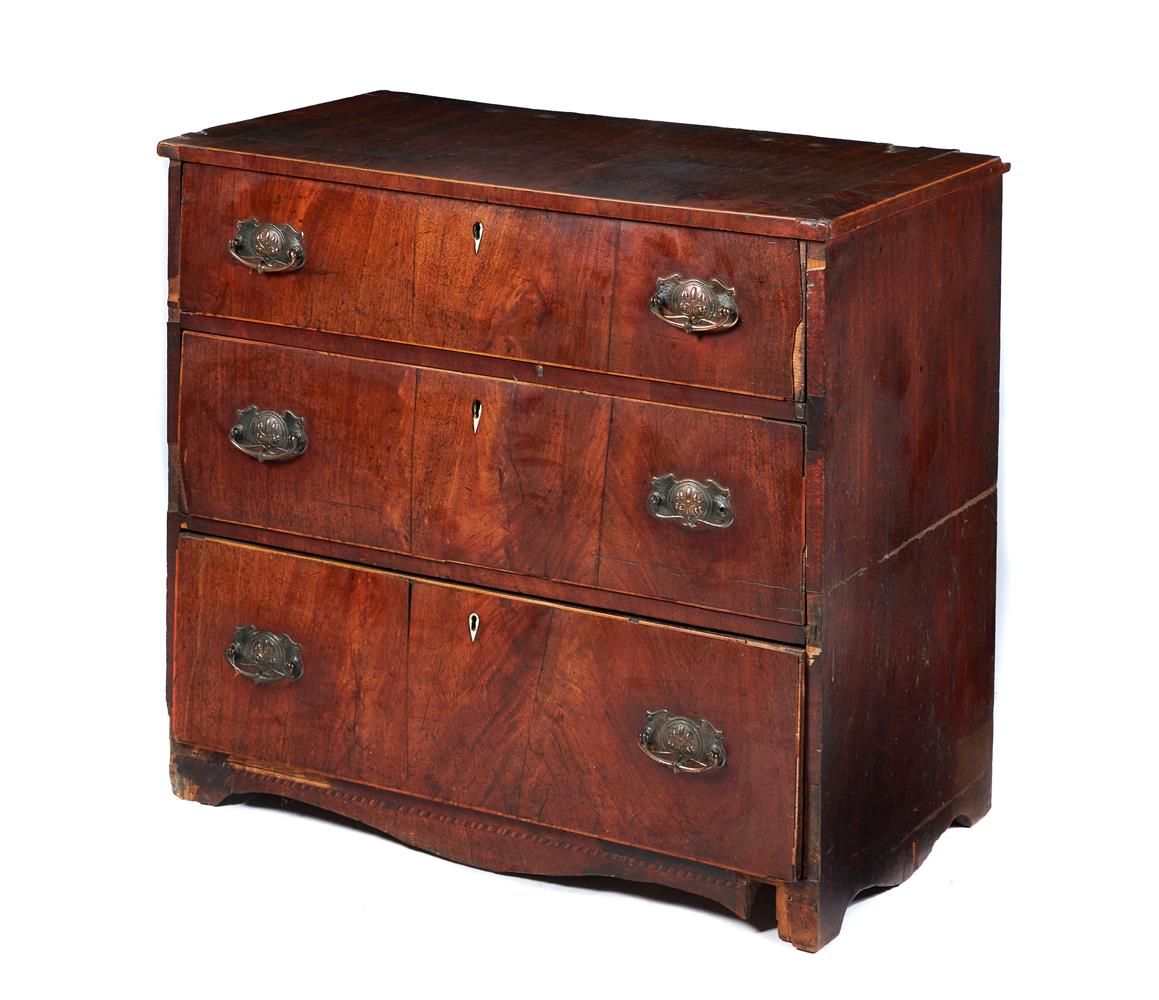 A WALNUT CHEST OF DRAWERS, MID 18TH CENTURY AND LATER