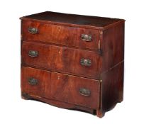 A WALNUT CHEST OF DRAWERS, MID 18TH CENTURY AND LATER