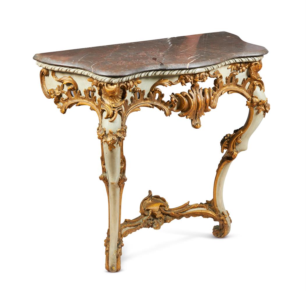 A CREAM PAINTED AND PARCEL GILT CONSOLE TABLE IN LOUIS XVI STYLE, 19TH CENTURY - Bild 2 aus 2