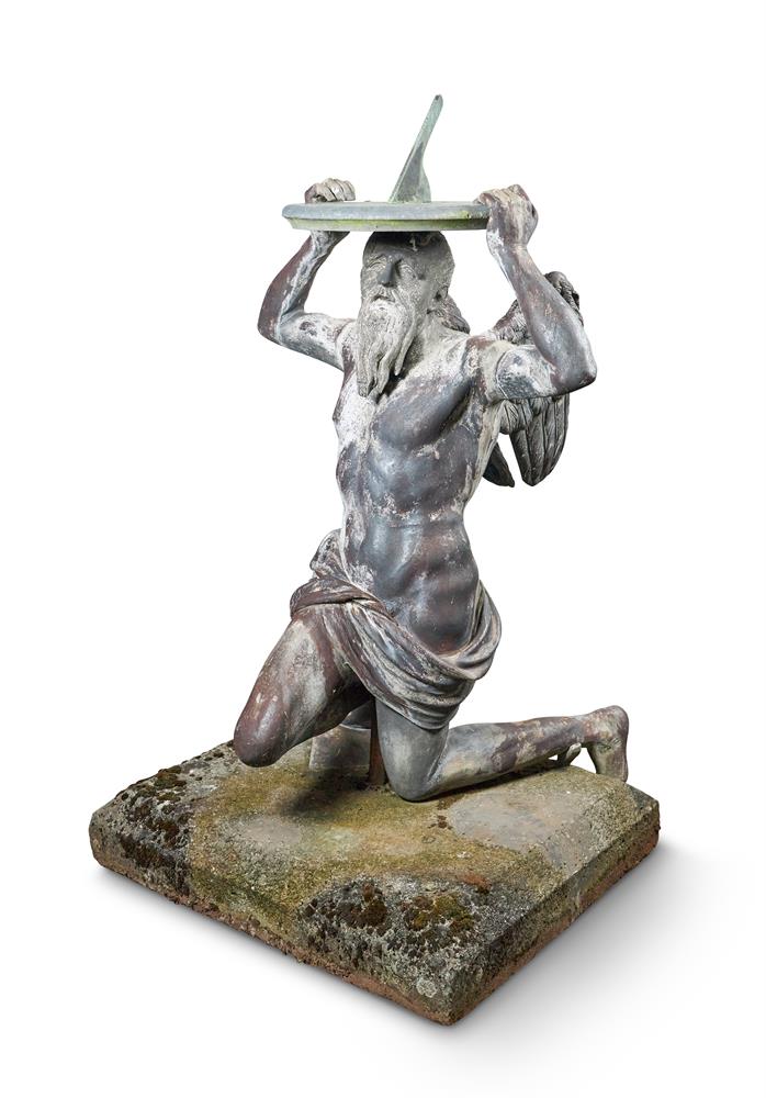 A GEORGE II LEAD FIGURAL GARDEN SUN DIAL ATTRIBUTED TO JOHN CHEERE AFTER JOHN NOST, MID 18TH CENTURY