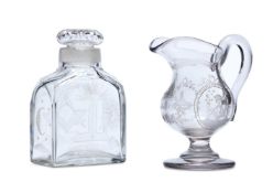 TWO PIECES OF MASONIC GLASS, VARIOUS DATES 19TH CENTURY