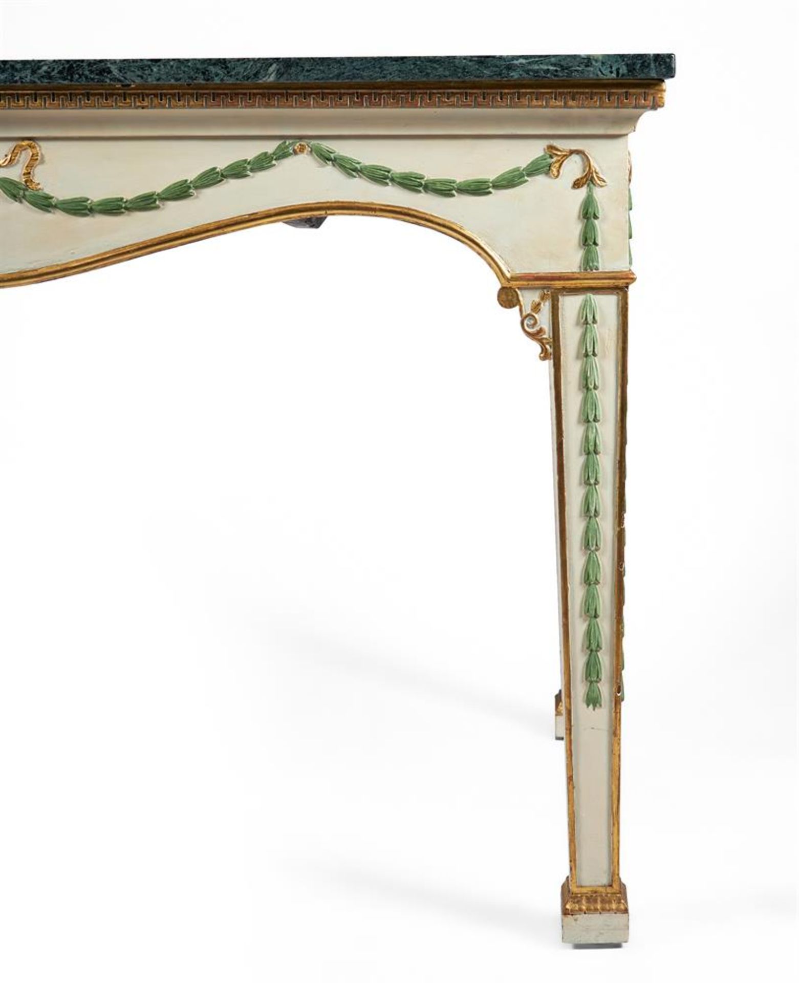 A GILTWOOD AND PAINTED CONSOLE TABLE IN GEORGE III STYLE, 20TH CENTURY - Image 5 of 6