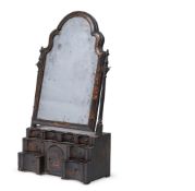 A BLACK AND GILT LACQUER TOILET MIRROR, FIRST HALF 18TH CENTURY