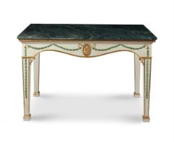 A GILTWOOD AND PAINTED CONSOLE TABLE IN GEORGE III STYLE, 20TH CENTURY
