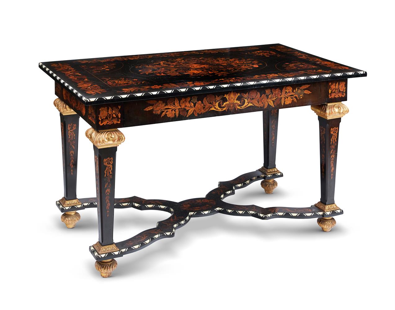 A DUTCH EBONISED, MARQUETRY AND BONE INLAID CENTRE TABLE, FIRST HALF 19TH CENTURY - Bild 3 aus 8