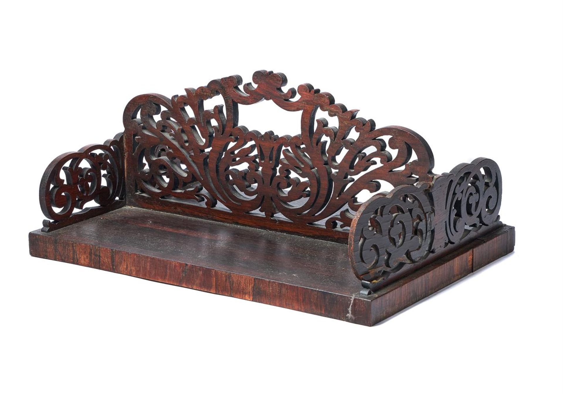 Y A VICTORIAN ROSEWOOD BOOK TROUGH, CIRCA 1860