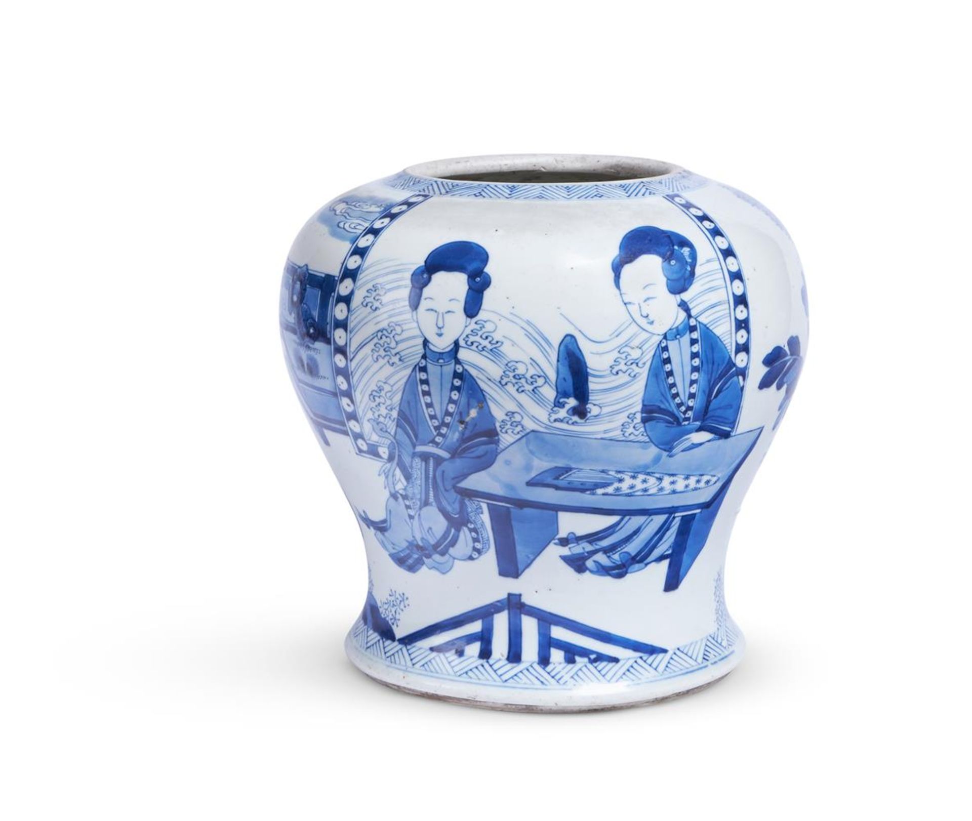 A CHINESE BLUE AND WHITE 'LADIES' VASE, KANGXI - Bild 2 aus 2