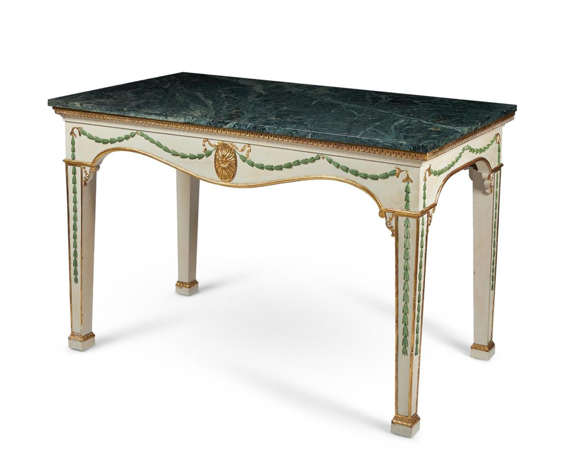 A GILTWOOD AND PAINTED CONSOLE TABLE IN GEORGE III STYLE, 20TH CENTURY - Image 2 of 6