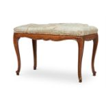 A BEECH AND UPHOLSTERED STOOL IN VICTORIAN TASTE, 20TH CENTURY