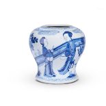 A CHINESE BLUE AND WHITE 'LADIES' VASE, KANGXI