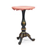 A VICTORIAN BLACK LACQUERED PAPIER MACHE OCCASIONAL TABLE, 1ST QUARTER OF 19TH CENTURY