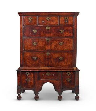 A WALNUT CHEST ON STAND, SECOND QUARTER 18TH CENTURY AND LATER