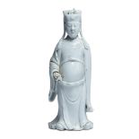 A BLANC DE CHINE FIGURE OF A STANDING SCHOLAR, GUANYINQING DYNASTY