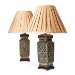 A PAIR OF POTTERY TABLE LAMPS IN CHINESE TASTE, MODERN