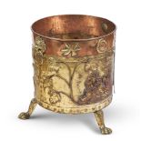 AN ANGLO-DUTCH COPPER AND BRASS EMBOSSED COAL BUCKET, MID 19TH CENTURY