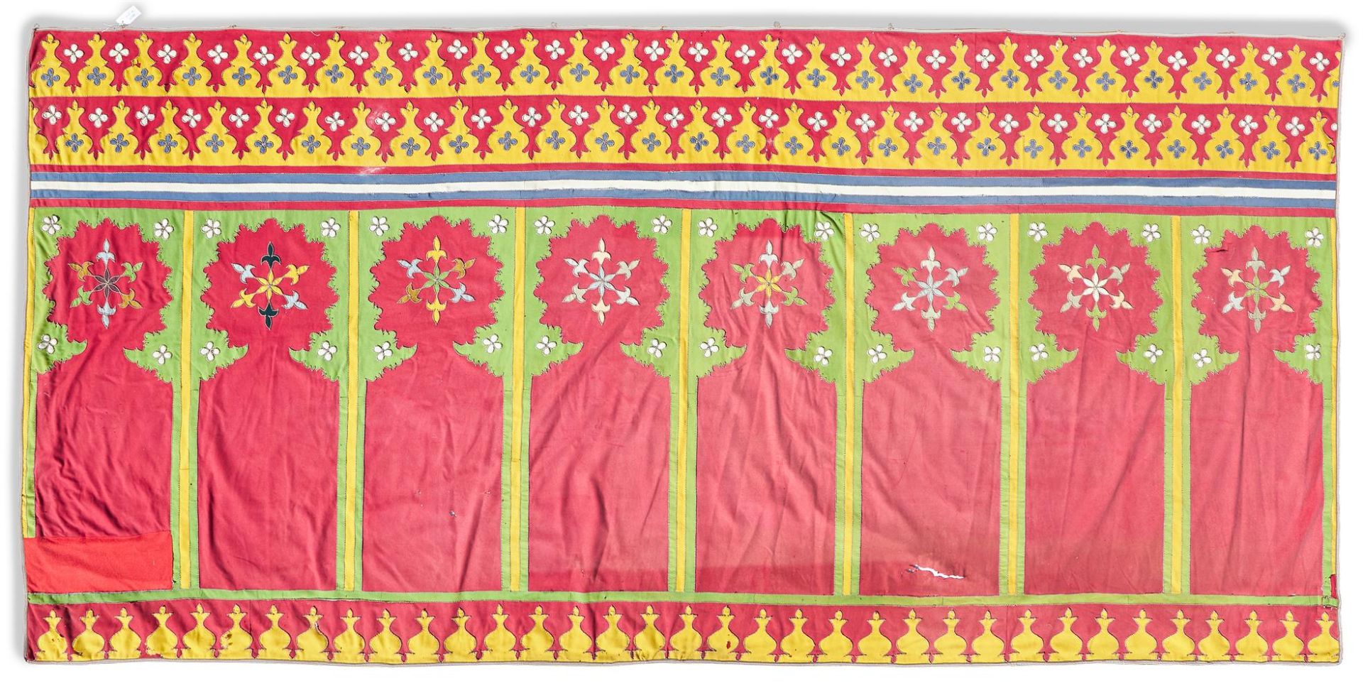 A LARGE MORROCAN VELVET AND SILK 'HAITI' WALL HANGING, LATE 19TH/EARLY 20TH CENTURY