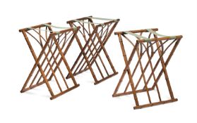 A SET OF THREE FAUX-BAMBOO AND BAMBOO LUGGAGE RACKS, 20TH CENTURY