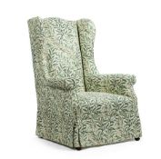 A GREEN 'BAMBOO' PATTERN UPHOLSTERED WING ARMCHAIR IN GEORGE II STYLE. EARLY 20TH CENTURY