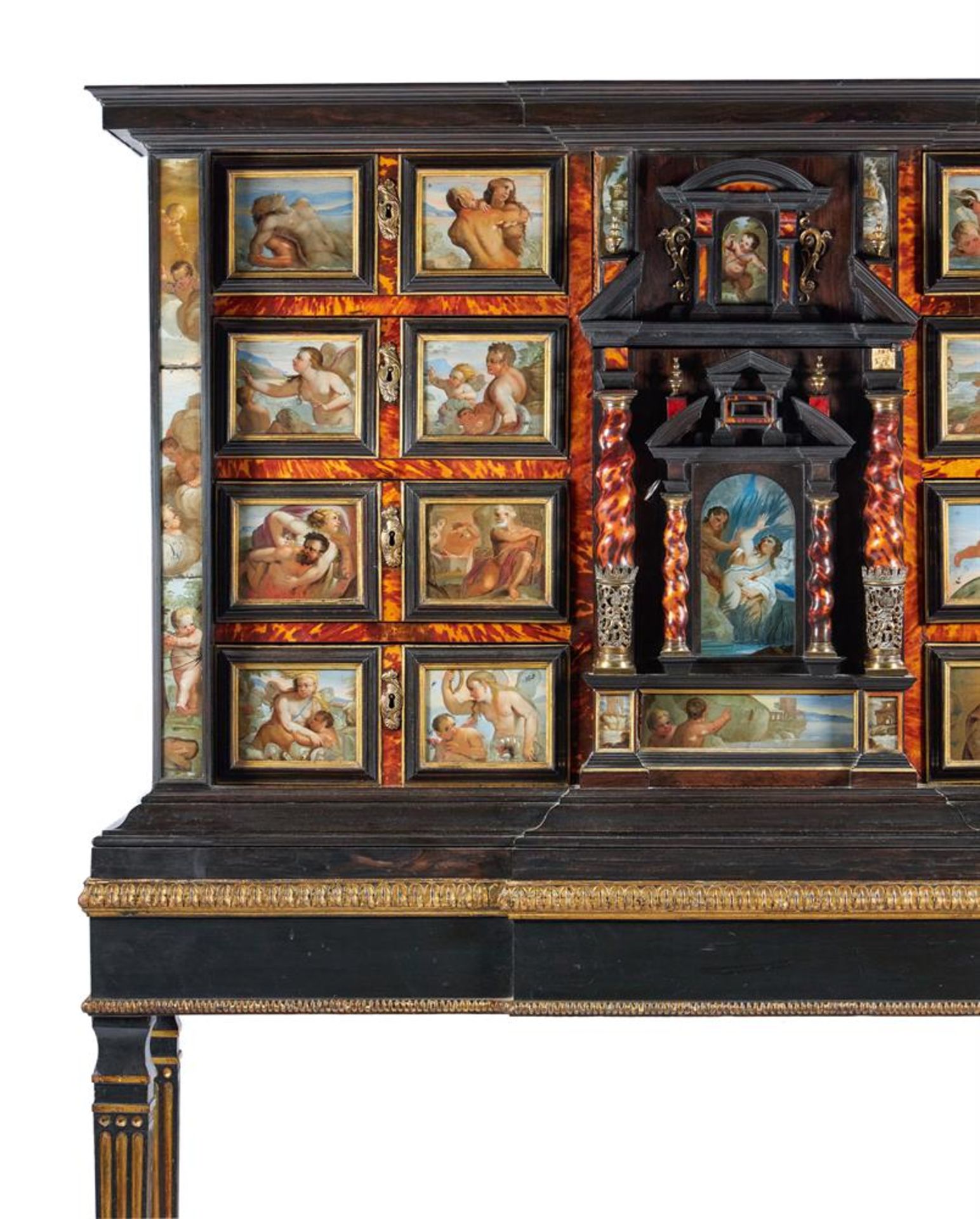 Y A SOUTH ITALIAN VERRE EGLOMISE TORTOISHELL, ROSEWOOD, EBONISED AND EBONY CABINET, LATE 17TH CENTUR - Image 2 of 11