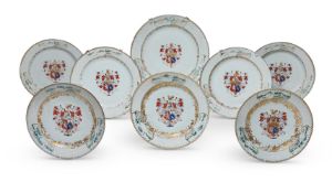 A GROUP OF EIGHT CHINESE EXPORT ARMORIAL DISHES, CIRCA 1737