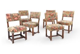 A SET OF SIX OAK CHAIRS AND TAPESTRY UPHOLSTERED SIDE CHAIRS IN 17TH CENTURY STYLE